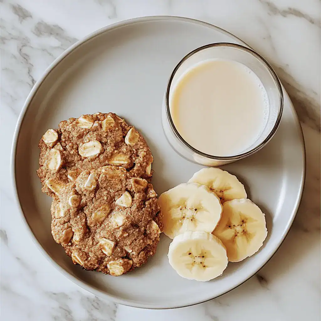 Balanced breakfast with high protein breakfast cookies and banana