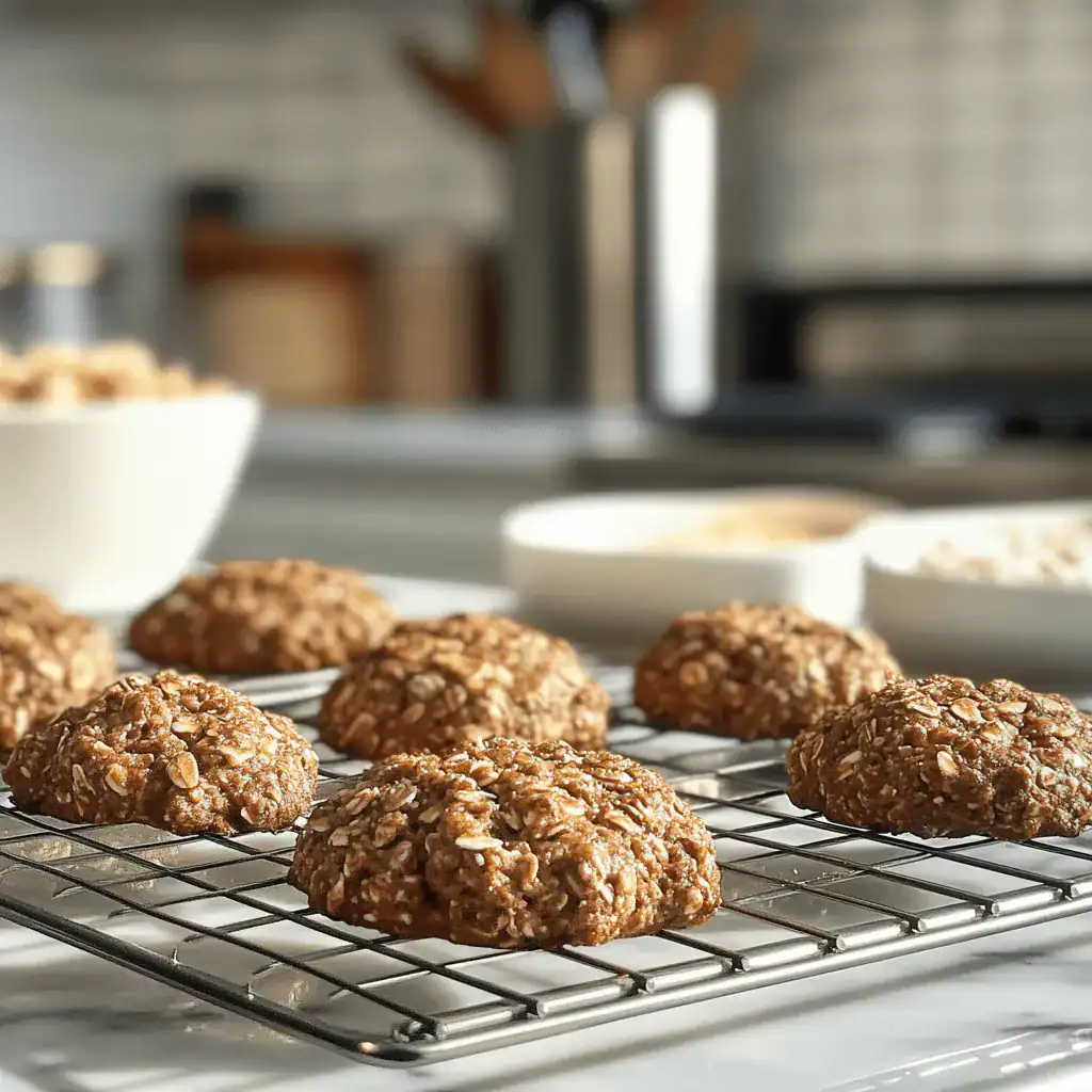 High protein breakfast cookies fresh from oven on cooling rack