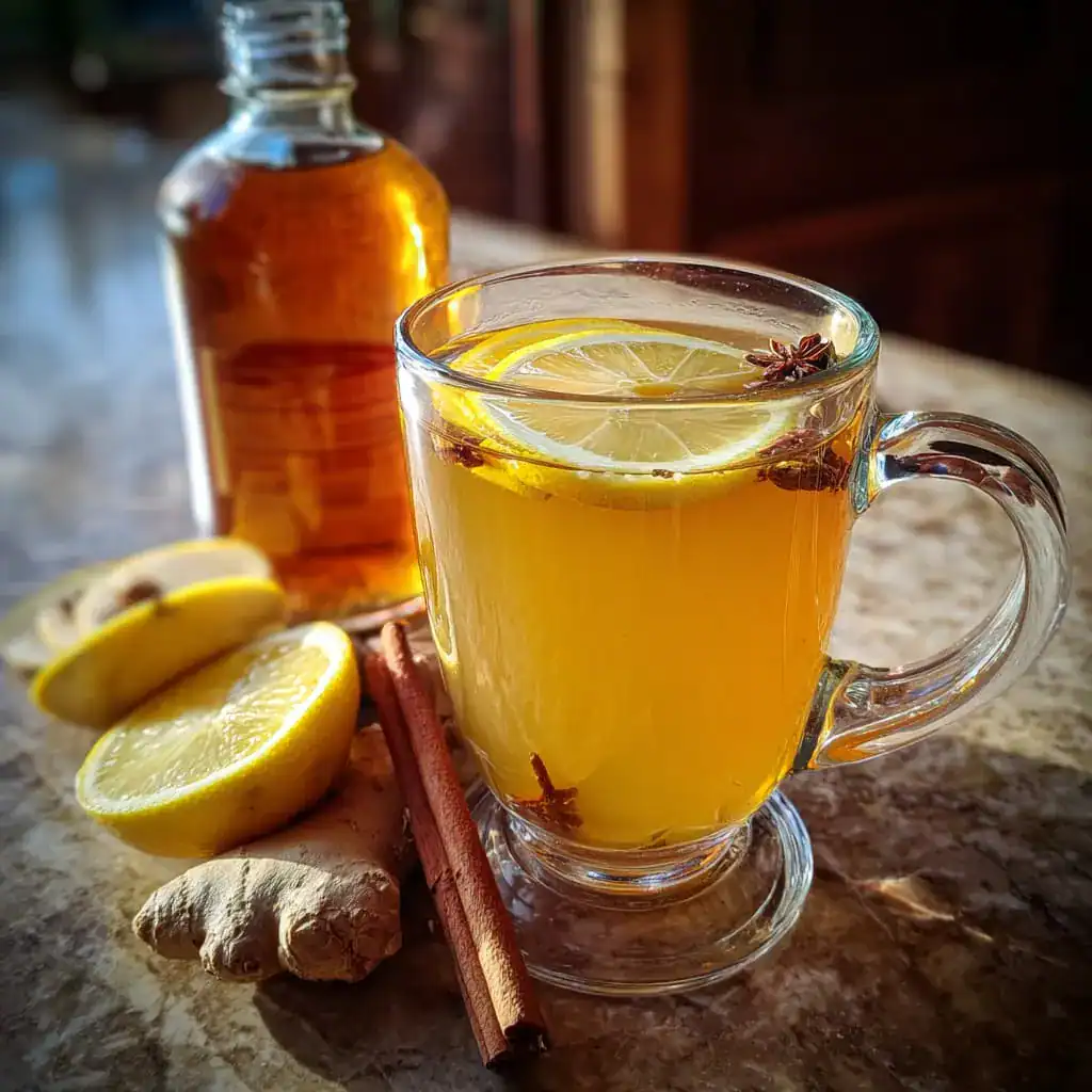 natural mounjaro tea recipe in a glass mug with fresh herbs