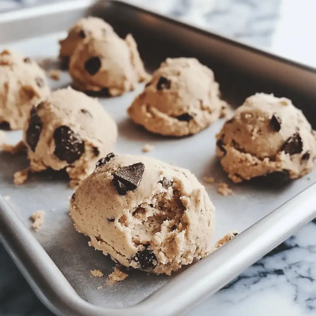 Raw high protein breakfast cookie dough on baking tray