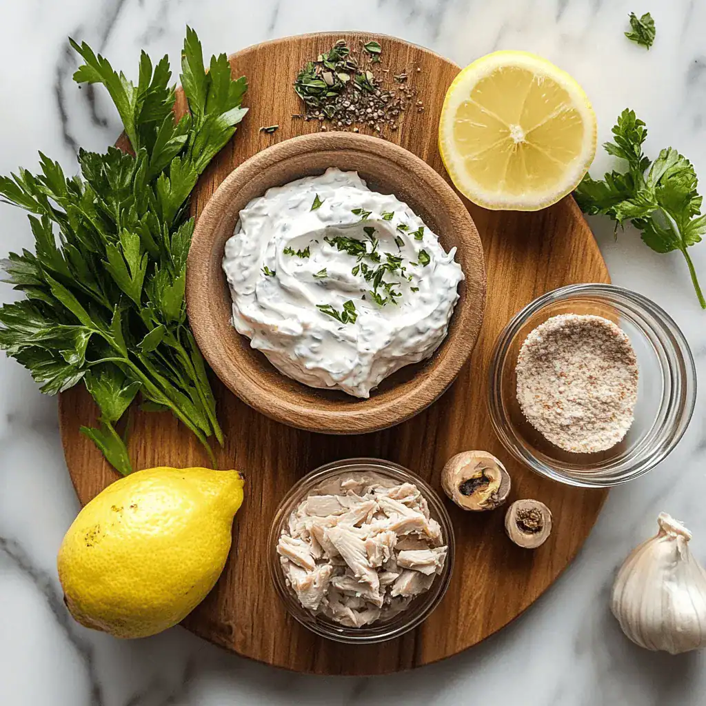 healthy tuna dip ingredients laid out